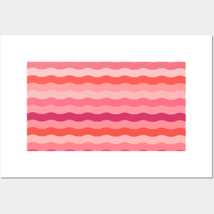 Retro Wavy Lines - Pink Orange Posters and Art